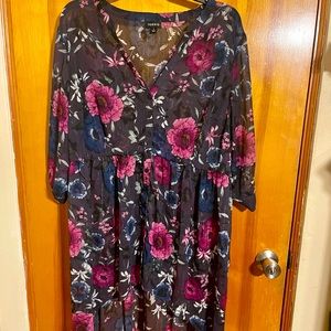 Torrid LexieBabydoll Floral Sheer Chiffon HiLo Tunic Size 1